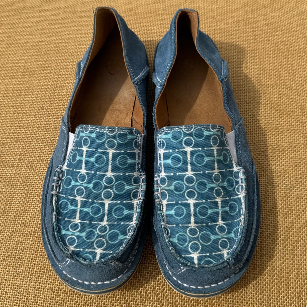 Ariat Blue Suede Slip-On Loafers US 9M Western Casual Comfort Shoes EU 40 - Picture 3 of 8